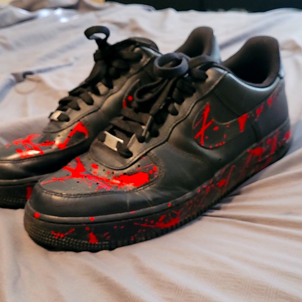 Nike Air force 1 custom black with red splatter
